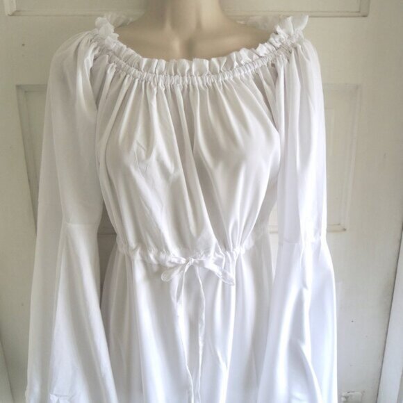 White Tiered Drawstring Shift Underdress Costume Cosplay M/L - Picture 3 of 6